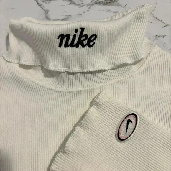 NIKE Turtleneck Ribbed Sweater Top in White, Size XS - Picture 9 of 12